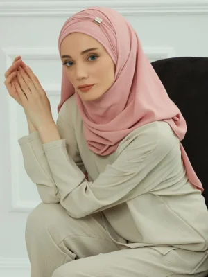 Hijab Rose avec Boucle élégant et respirant