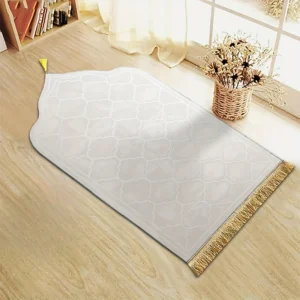 Tapis de prière adultes couleur : blanc - Taille : 66cm x 116cm
