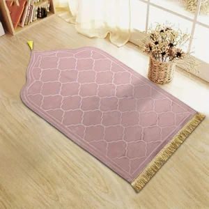 Tapis de prière adultes Couleur : rose - Taille : 66cm x 116cm