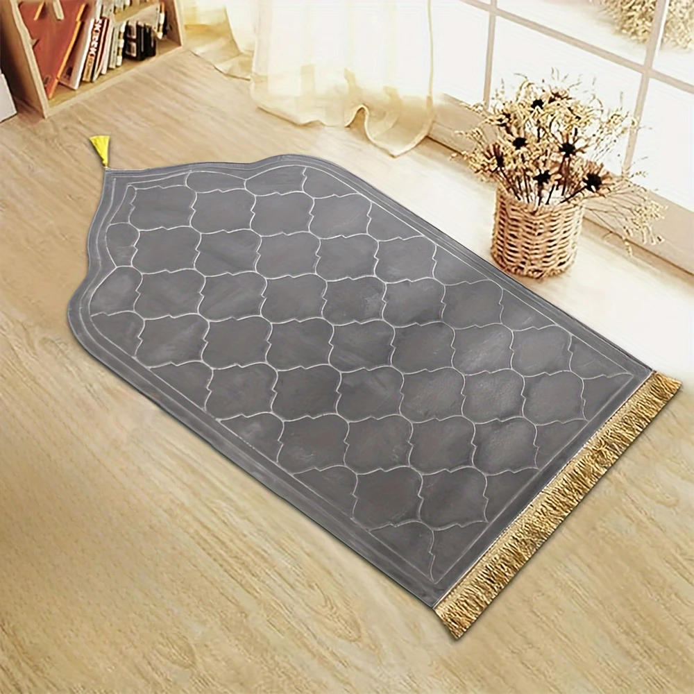Tapis de prière adultes couleur : gris - Taille : 66cm x 116cm